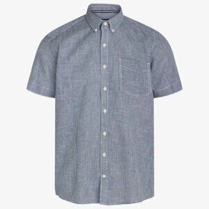 Signal Clothing Dark Blue Mini Houndstooth Print Button Up Shirt